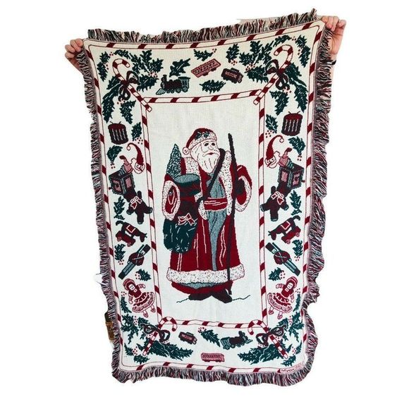 Tapestry Christmas holiday throw blanket afghan 32" x 52" - Picture 1 of 4